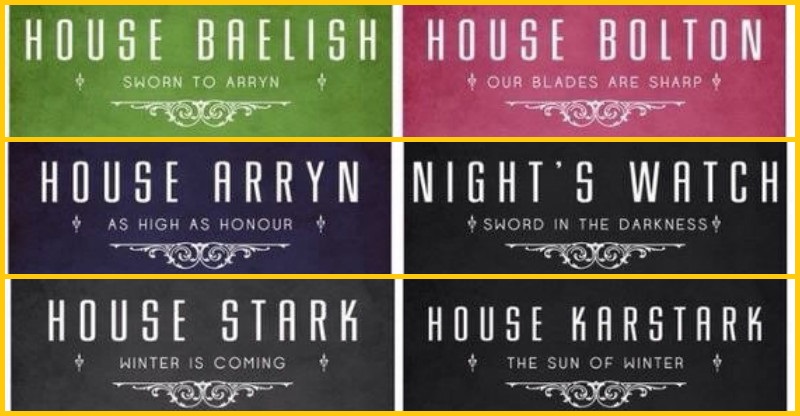 Všetky Rody z Game of Thrones (21 obrázkov)