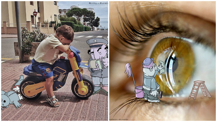20 Obrázkov: Umelec doplňuje fotografie vtipnými ilustráciami
