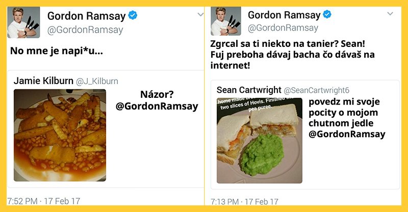 Gordon Ramsay a jeho brutálne roasty na jedlá a ľudí z Twitteru (10 roastov)