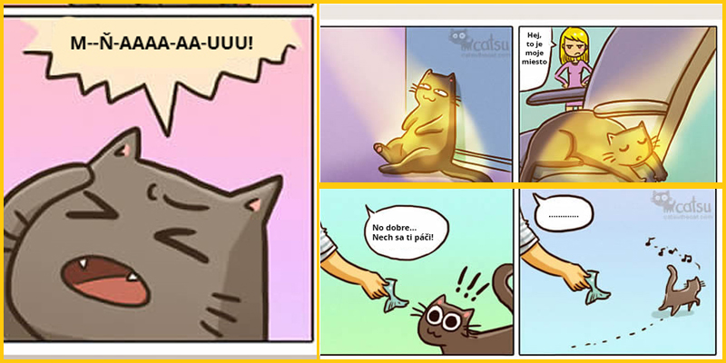 10 Komiksových obrázkov, kde umelkyňa znázorňuje jej každodenný život s mačkou