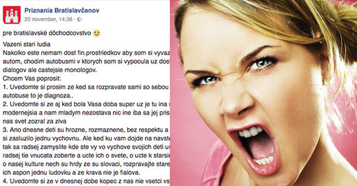Mladá Slovenka to svojim statusom natrela všetkým dôchodcom z MHD. Jej status je hitom internetu!