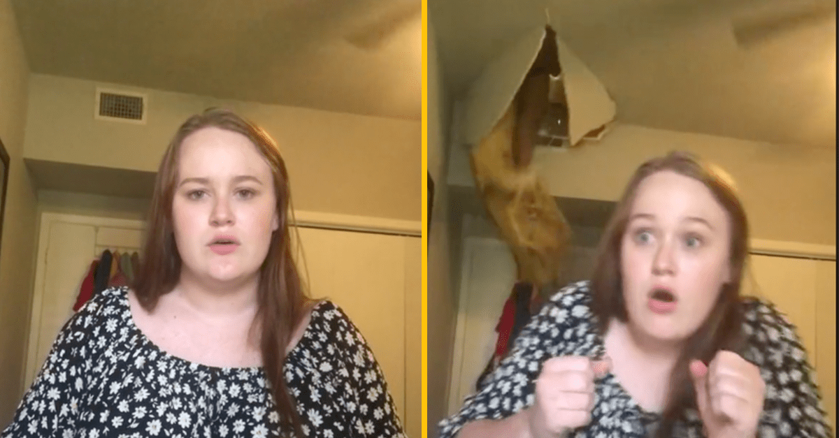 Dievča nahrávalo svoj spev na TikTok, keď sa zrazu cez strop prepadla jej matka. Vtipné video obletelo už celý internet
