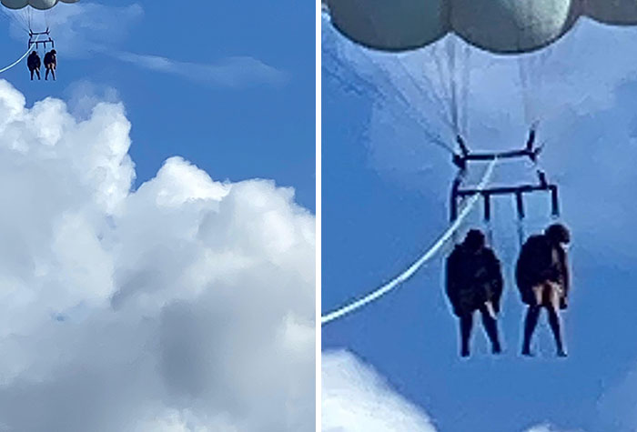 Parasailing v nečakanej póze