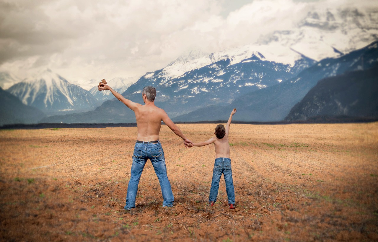 father, son, family