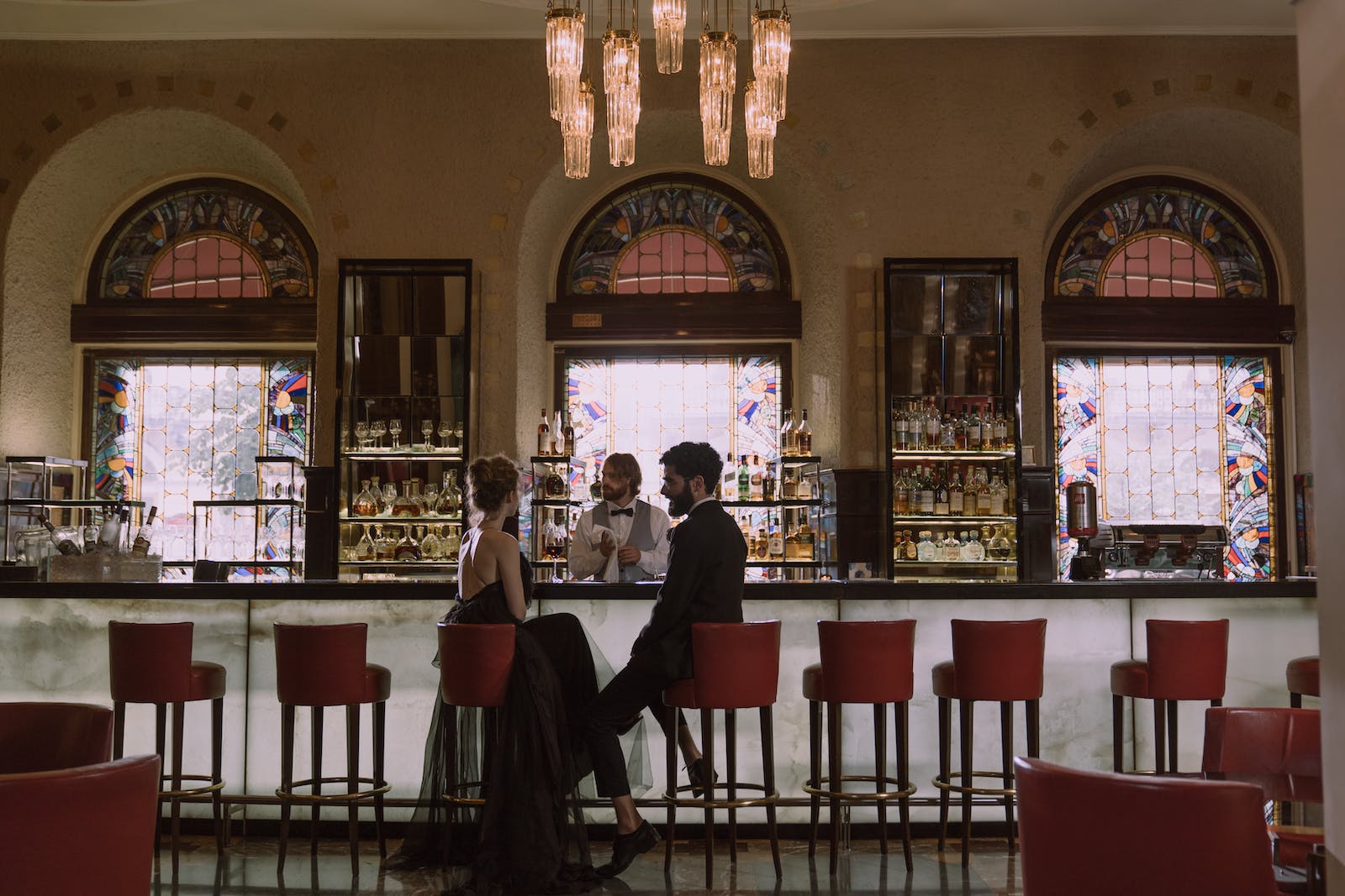 Couple Having a Date at the Bar