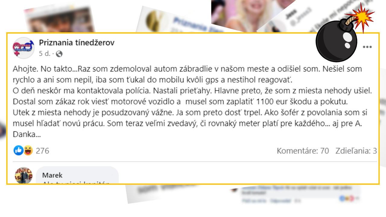 Bomby zo sociálnych sietí #902 – spôsobil nehodu a porovnal svoju situáciu s Andrejom Dankom, dostal vtipnú odpoveď