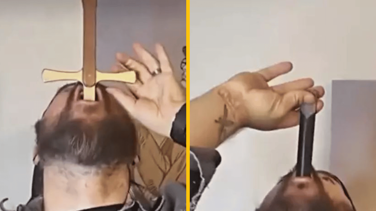 Kúzelník vysvetlil, ako je možné, že si do krku dokáže vsunúť meč, bez akýchkoľvek poranení!