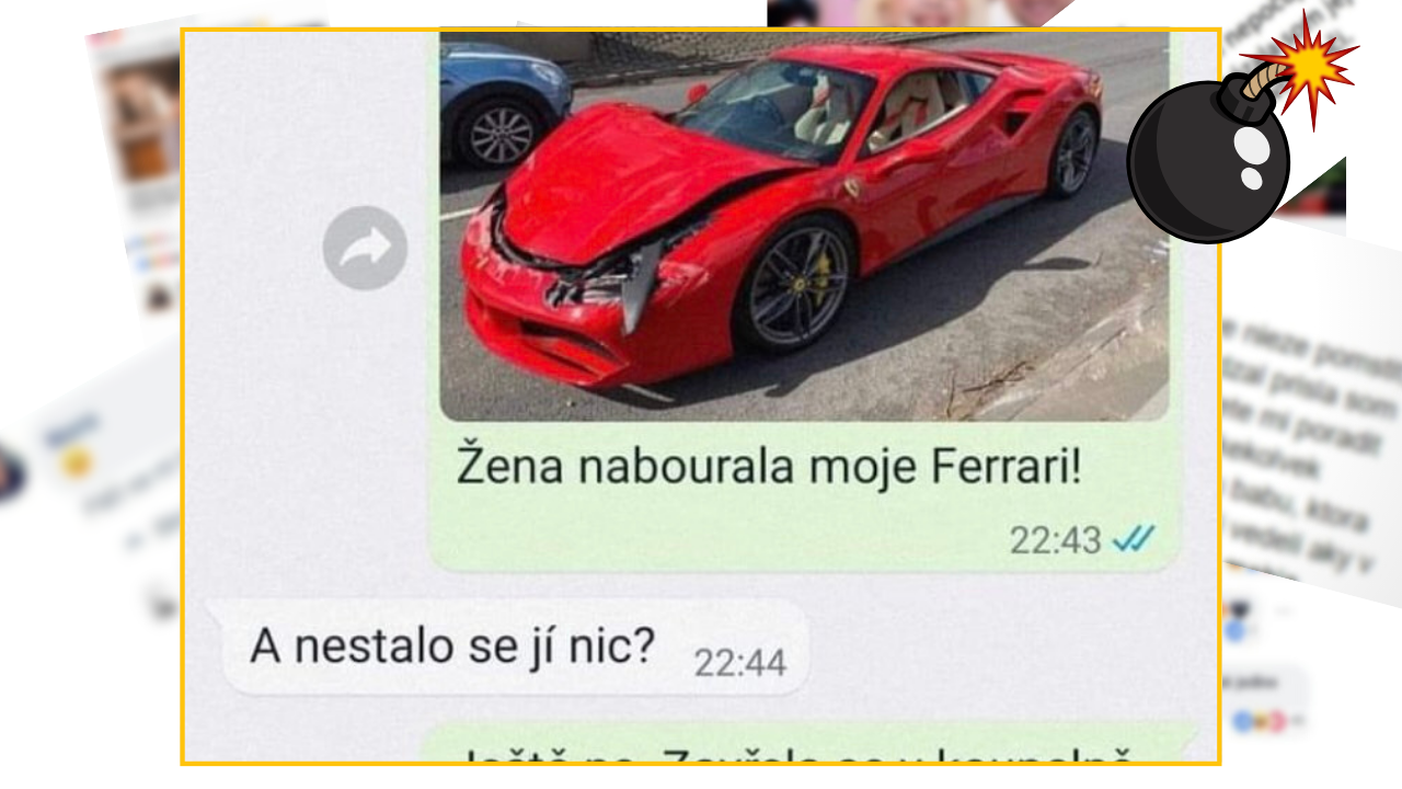 Bomby zo sociálnych sietí #917 – žena mu rozbila Ferrari a známy sa ho spýtal či sa jej nič nestalo
