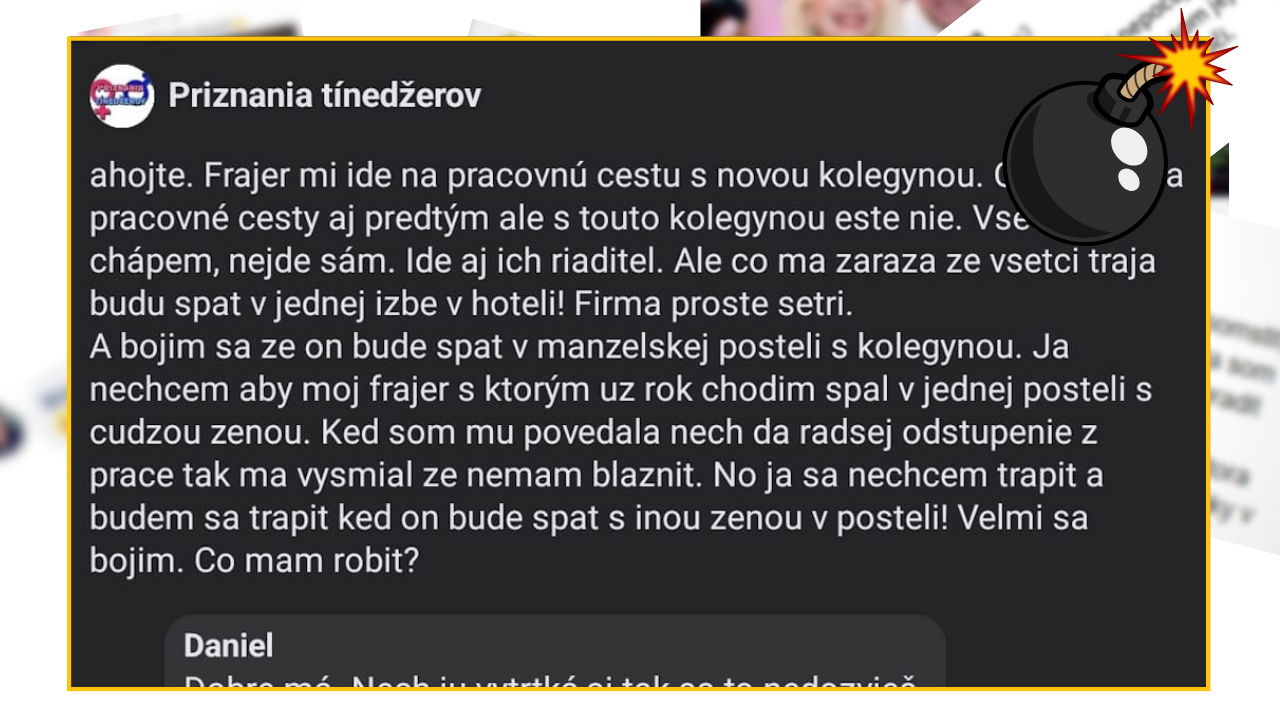 Bomby zo sociálnych sietí #930 – bojí sa o svojho partnera, ktorý ide na služobnú cestu s kolegyňou a šéfom, aby ju nepodviedol