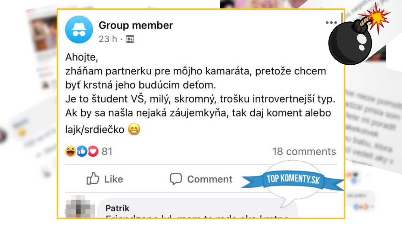 Bomby zo sociálnych sietí #943 – hľadá frajerku svojmu kamošovi, pretože chce byt krstná jeho detí