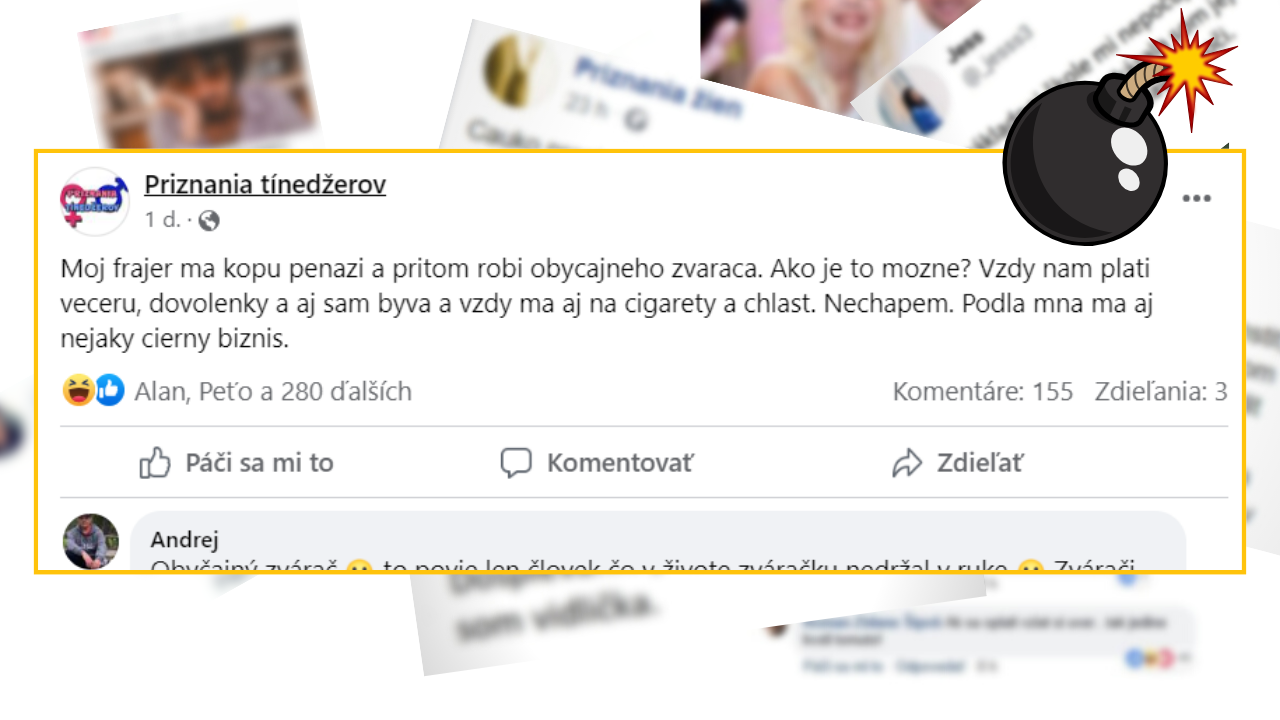 Bomby zo sociálnych sietí #934 – jej frajer robí zvárača a má kopu peňazí, myslí si, že je v tom čierny biznis