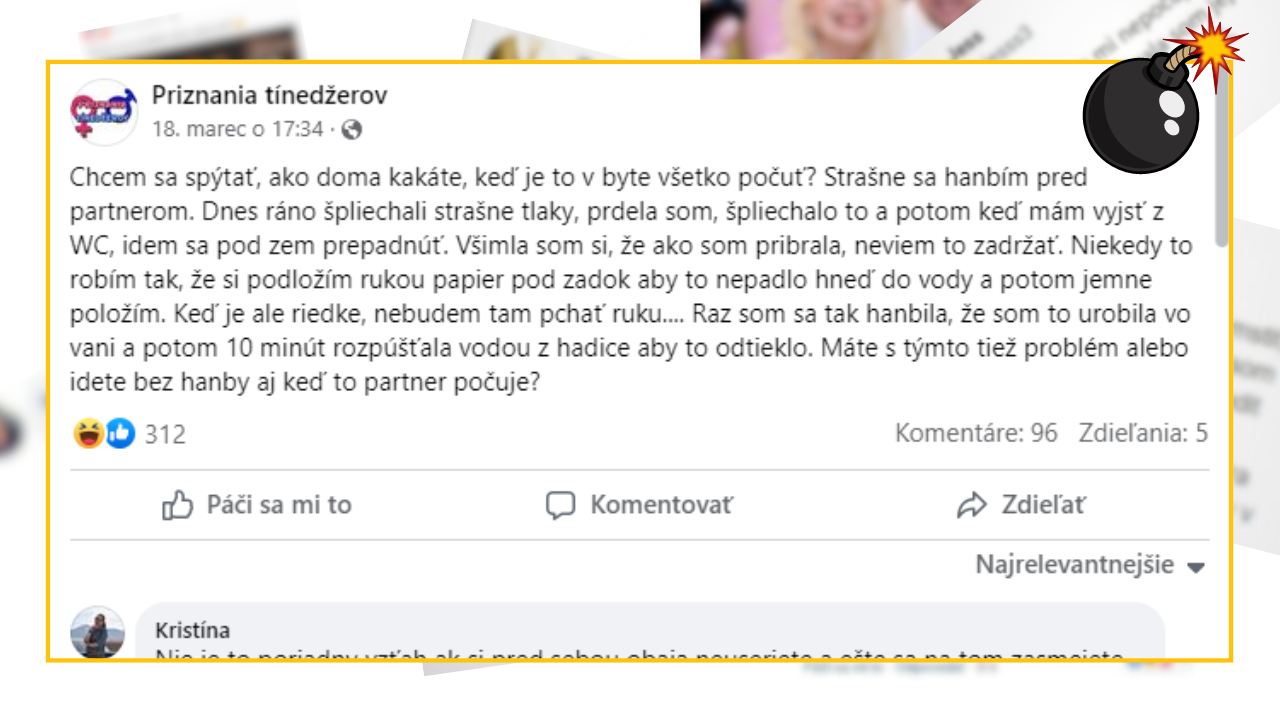 Bomby zo sociálnych sietí #957 – hanbi sa prdieť a kakať pred svojim partnerom, dostala vtipný komentár, ktorý ťa pobaví
