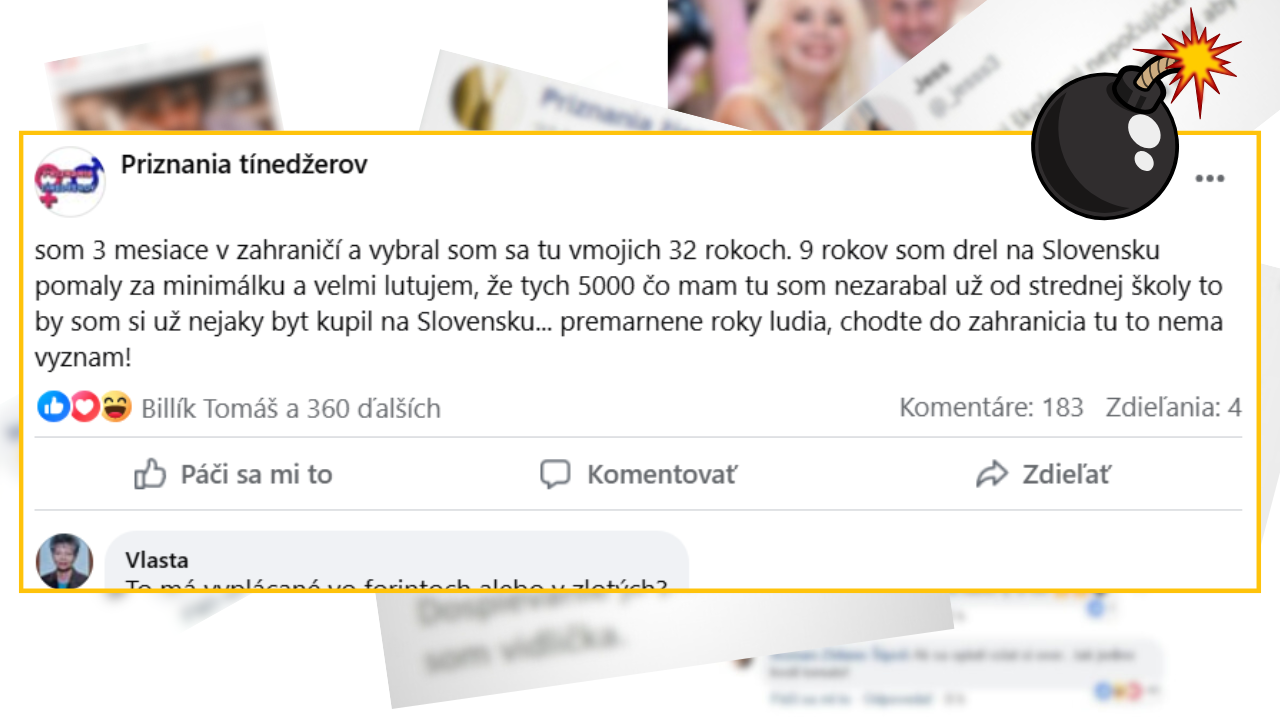 Bomby zo sociálnych sietí #1153 – chcel sa pochváliť, že v zahraničí zarába 5.000 EUR, taký komentár nečakal