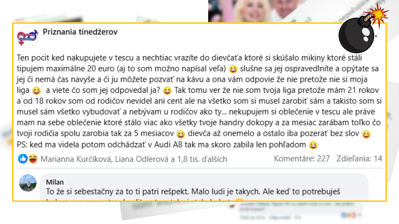 Bomby zo sociálnych sietí #1180 – mladý a bohatý Slovák sa chvastal ako chcel zbaliť babu v obchode, no ona mu dala košom