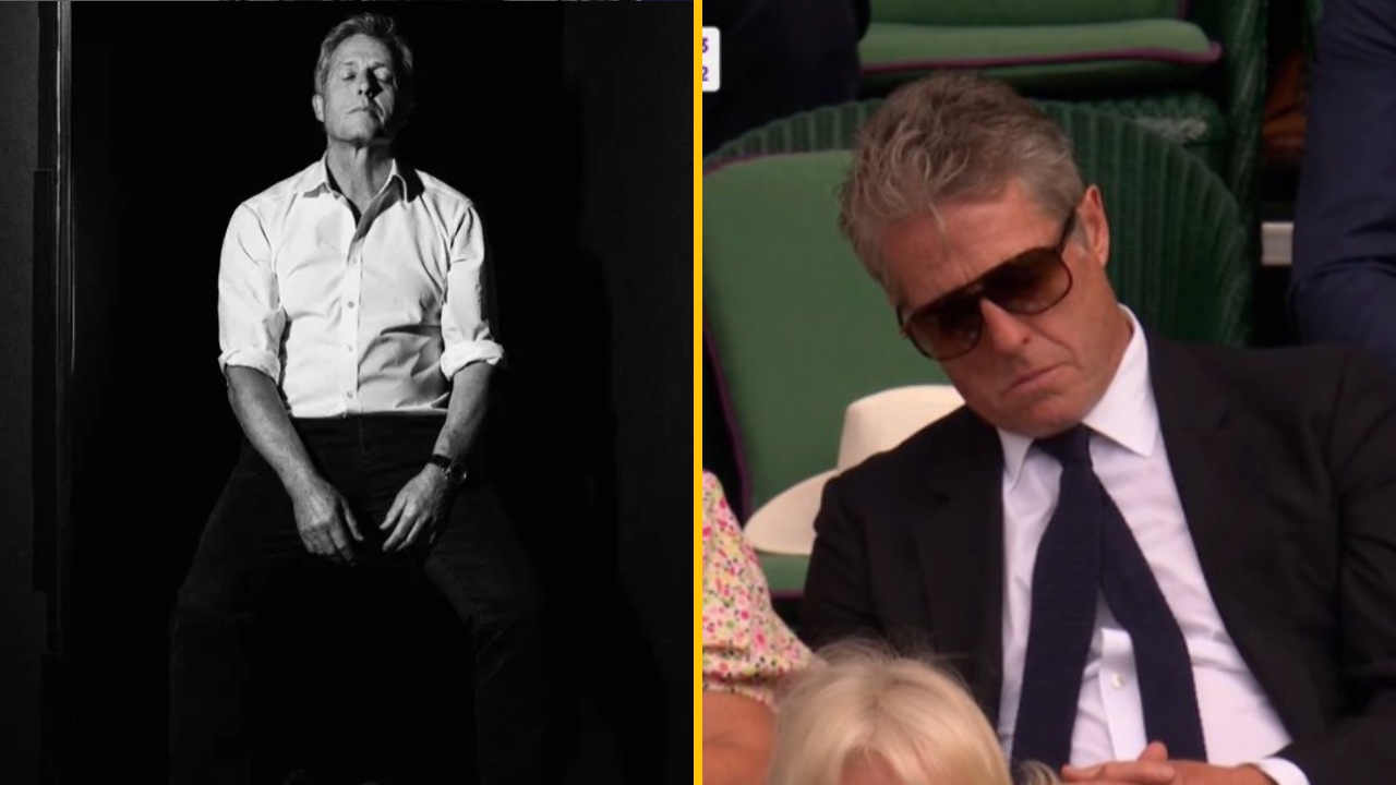 Tvár Hugha Granta sa stala mémom po tom, čo sa mu stalo na Wimbledone