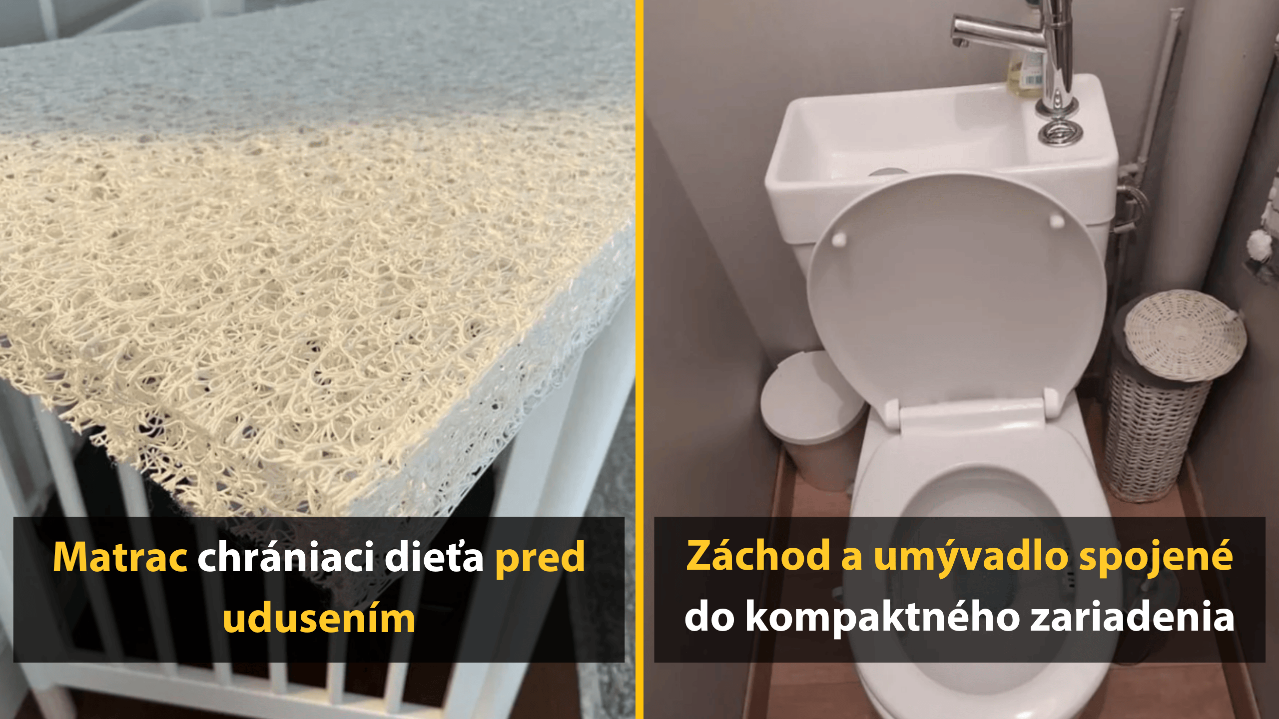 Matrac pre bezpečný spánok dieťaťa vedľa kompaktného zariadenia záchodu s umývadlom.