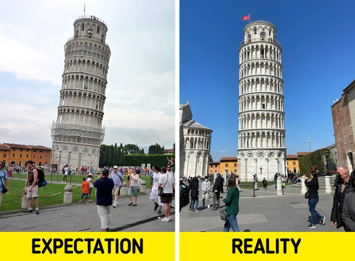 Šikmá veža v Pise: Očakávanie a realita, turisti pózujúci pri slávnej pamiatke pod rôznymi uhlami.