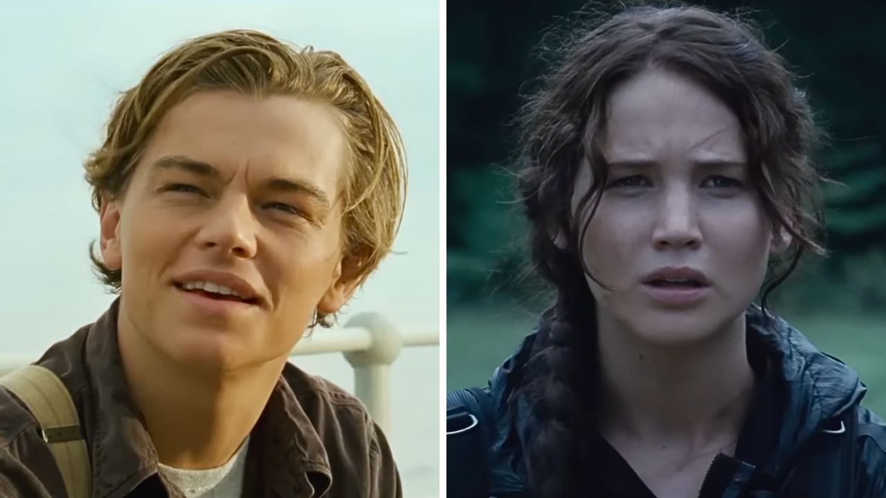 Osoby s výrazmi z filmu, jeden s úsmevom na lavičke, druhá zameraná s obočitým pohľadom v prírode.