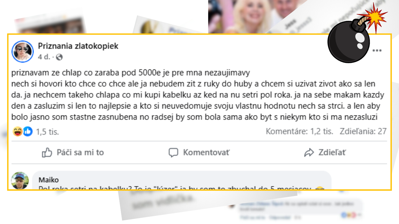 Príspevok na sociálnej sieti o finančných očakávaniach vo vzťahu.