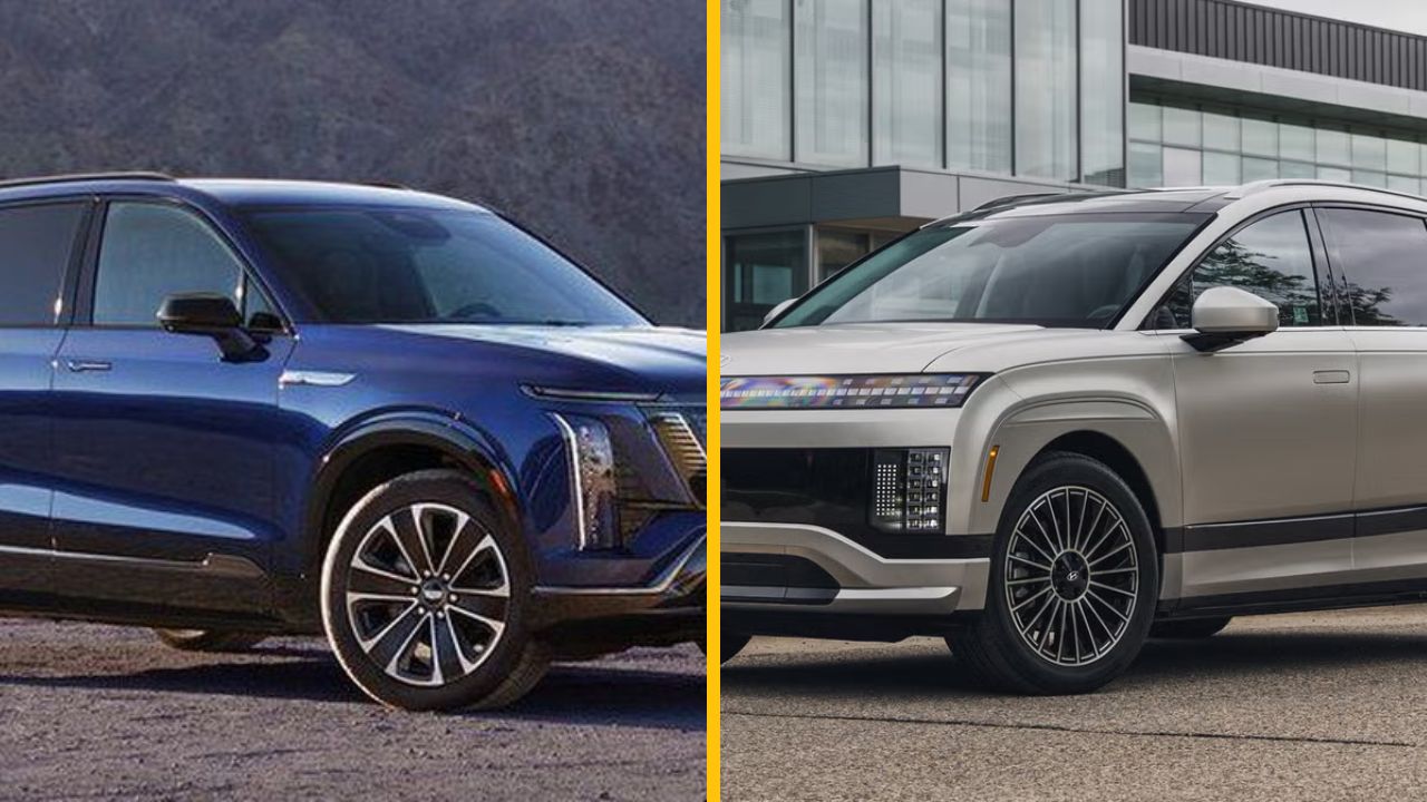 Dva moderné SUV vedľa seba, modré a sivé, v mestskom prostredí aj na púšti.
