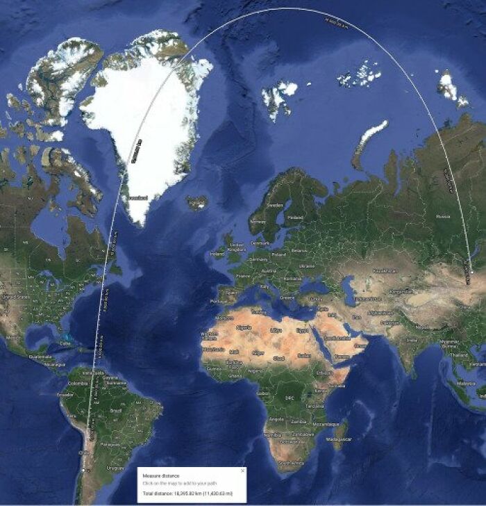 Mapa zobrazujúca najdlhší peší súvislý úsek z Afriky do Ruska cez Európu a Áziu.