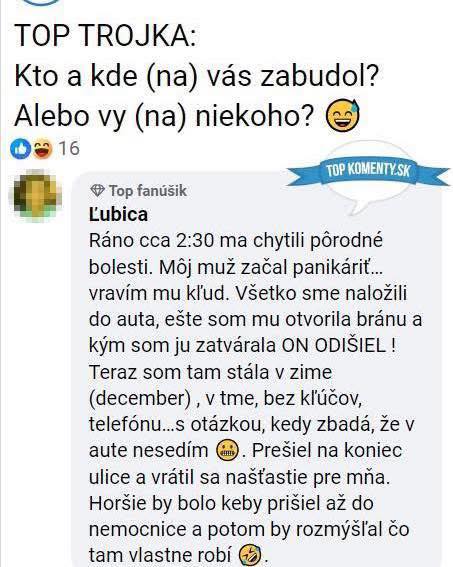 Zábavný príspevok o tom, ako niekto nechtiac zabudol svoju manželku počas pôrodu.
