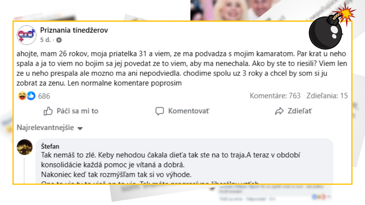Bomby zo sociálnych sietí #1293 – bojí sa, že jeho frajerka ho podvádza s kamošom, u ktorého párkrát prespala