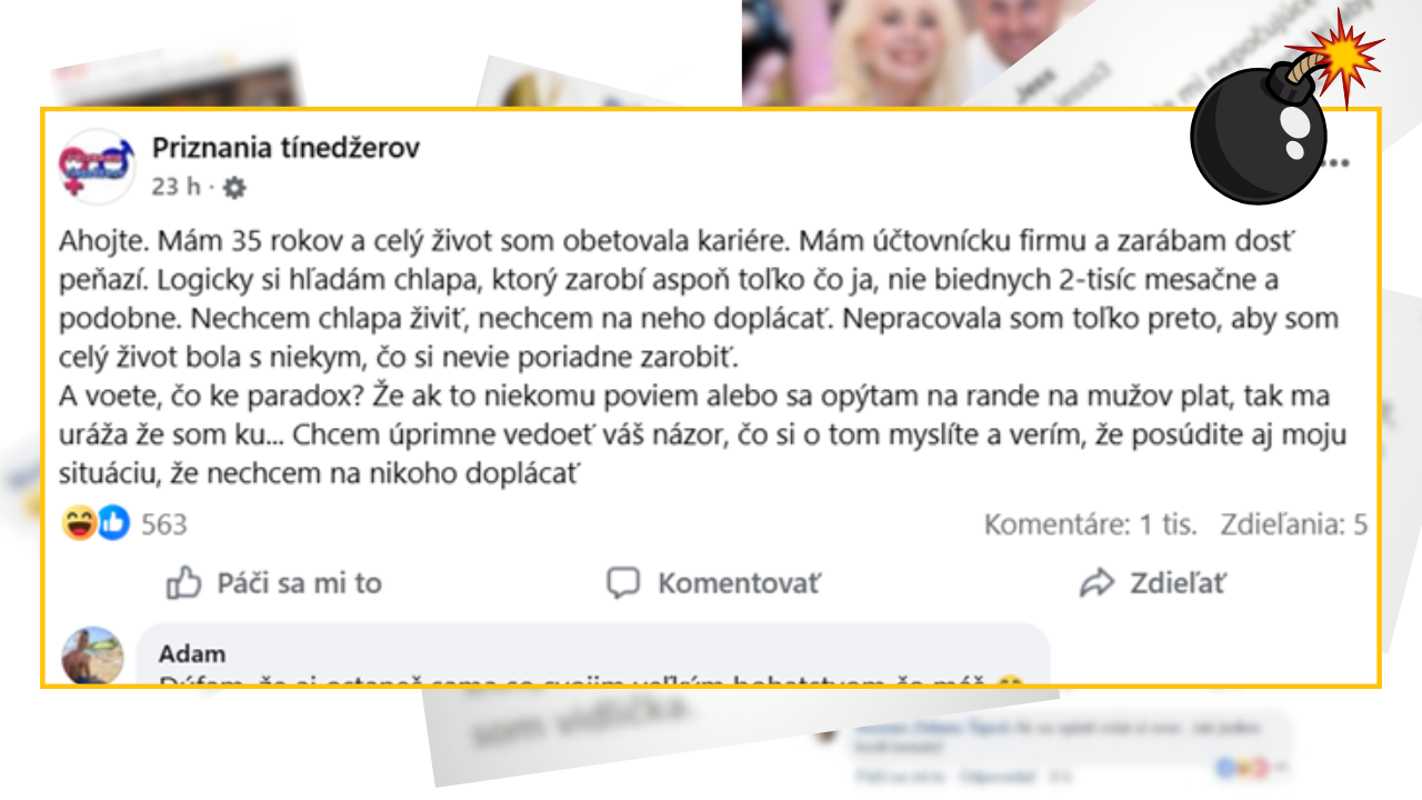 Žena hovorí o pozícii kariéry v živote a očakávaniach od partnera v diskusii na sociálnej sieti.