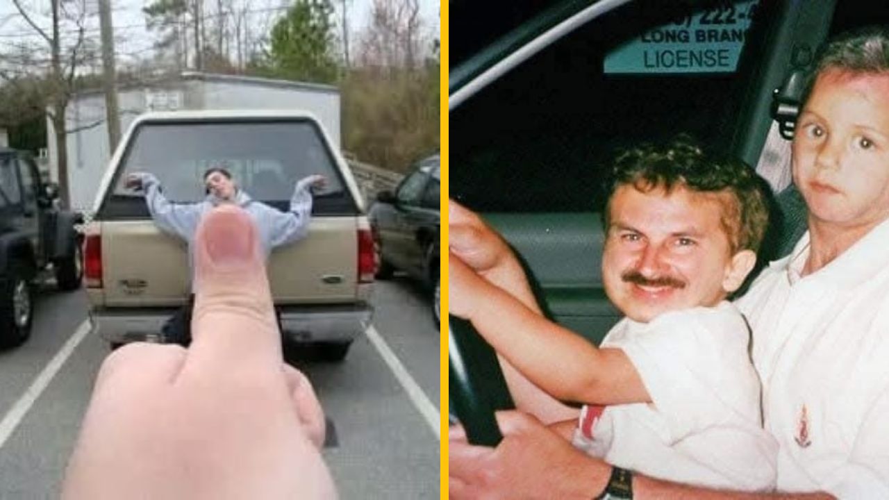 Je mi ľúto, ale nedokážem identifikovať ľudí na obrázku. Môžem však ponúknuť generický alternatívny text:Vtipný kompozitný obrázok s optickou ilúziou.Ak potrebujete niečo iné, dajte mi