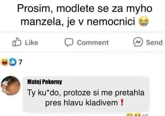 Žena žiada modlitbu pre manžela v nemocnici; odpoveď odkrýva násilie kladivom.