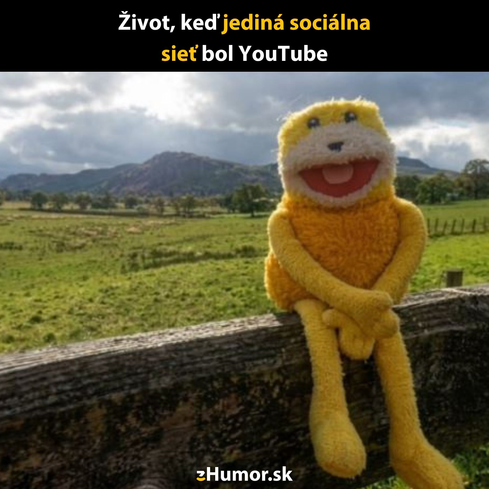 Veselá žltá bábka na oplotení v prírode za slnečného dňa.