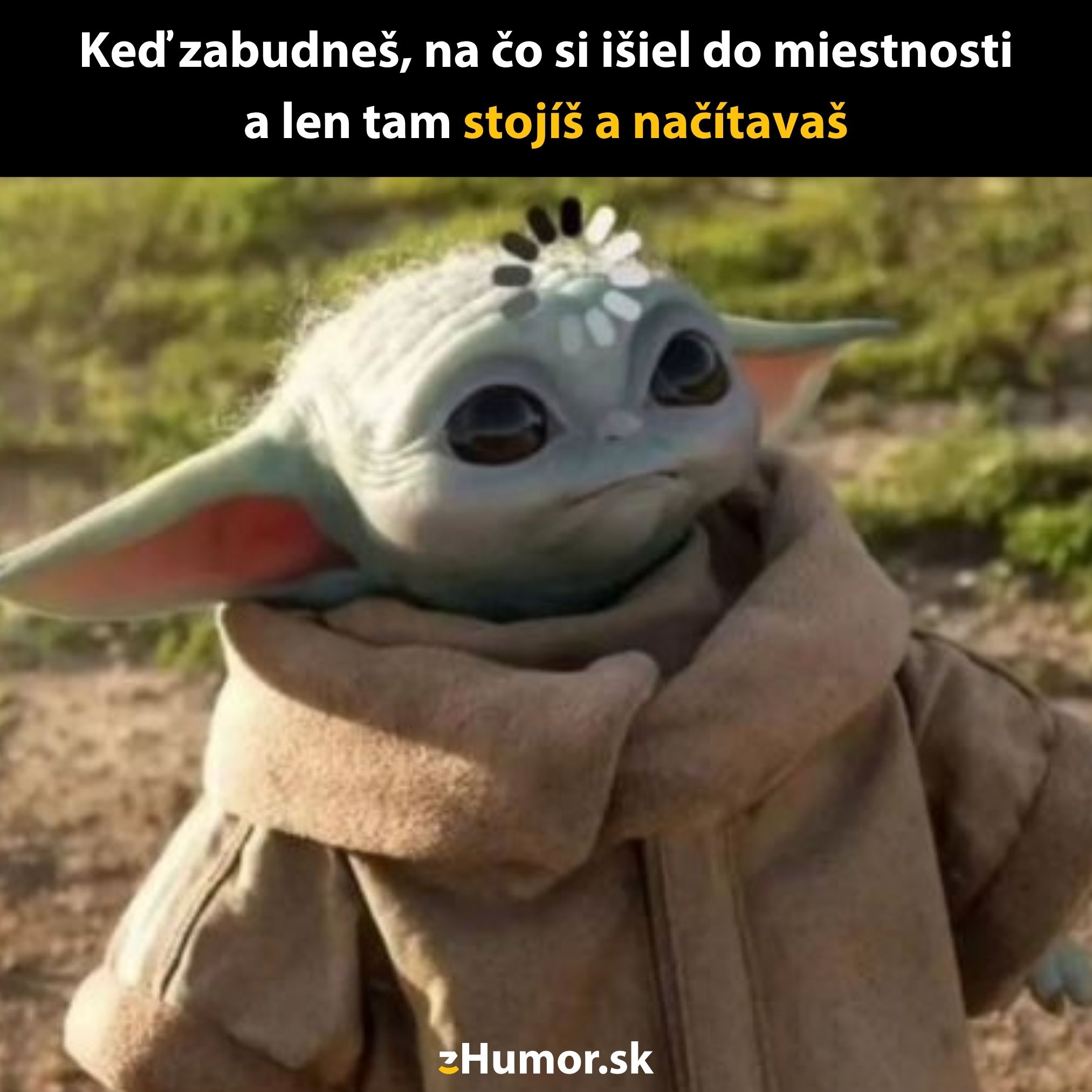 Roztomilá postavička v kabáte s vtipným textom o zabudnutí, čo si prišiel spraviť.