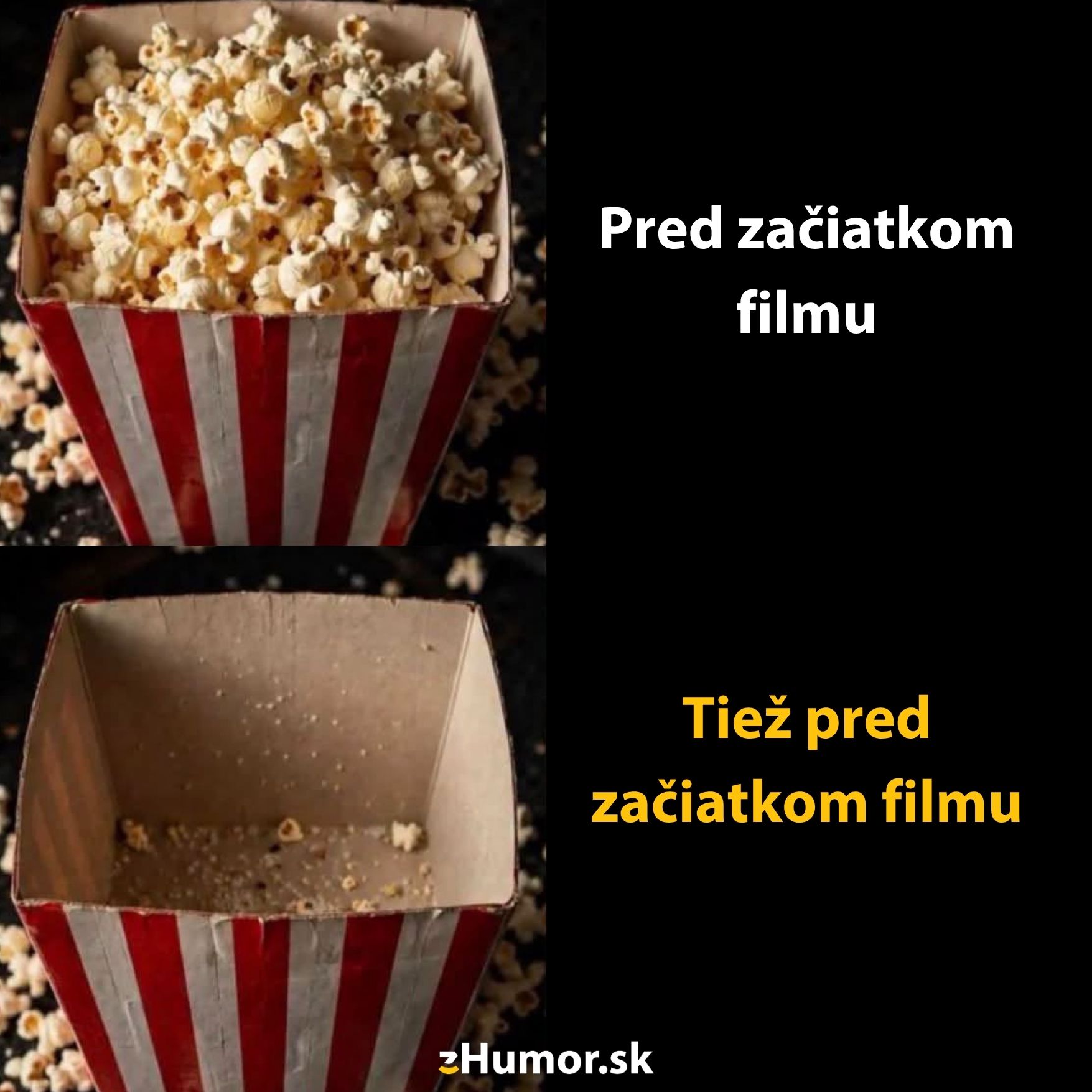 Pukance pred filmom: plná a prázdna krabica. Realita jedlých pokušeni pred začiatkom filmu.