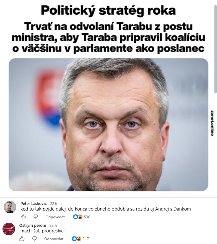 Politická satira so zábavným titulkom o stratégii v slovenskej politike.