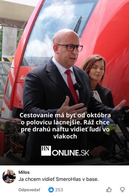 Politik oznamuje zníženie cien cestovania vlakmi, zdôvodňuje drahou naftou.