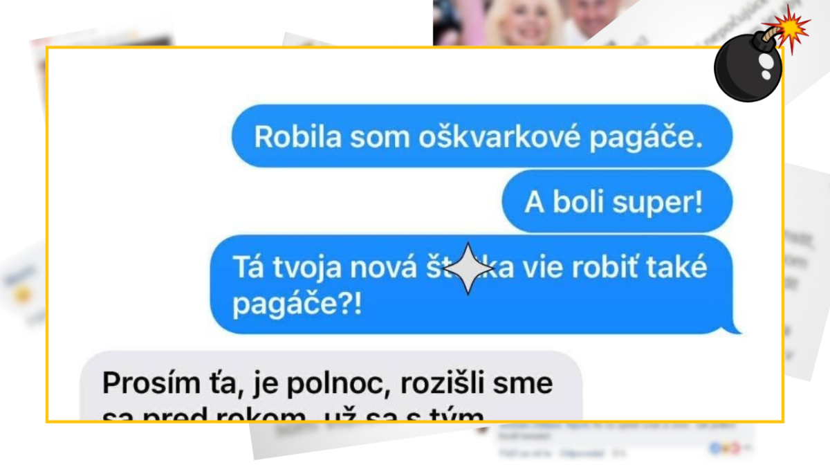 Konverzácia o oskvarkových pagáčoch s humorom o bývalom vzťahu a pečení.